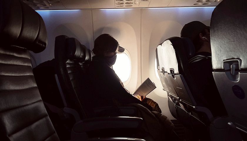 person sitting in airplane seat